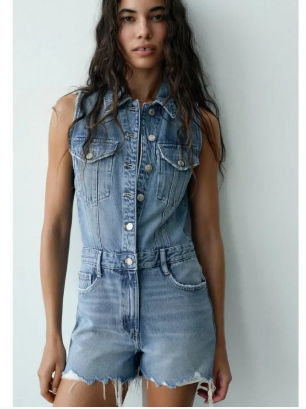 Zara TRF Denim Mini Jumpsuit